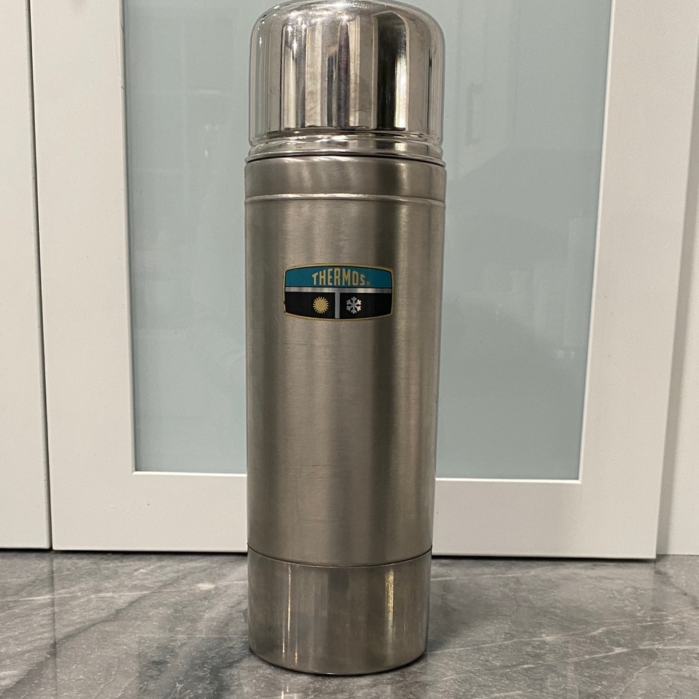 Vintage Thermos Stainless Steel Insulated Thermos. Keeps drinks hot or cold.